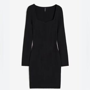 Rib-knit Sweetheart-neck Bodycon Dress